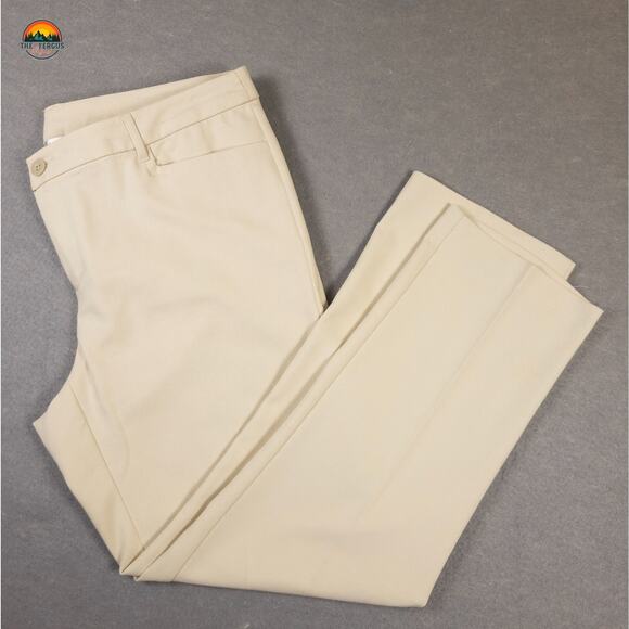 CJ Banks Ankle Pants Beige Flat Front Straight Leg Pockets Women's Size 14W - Picture 1 of 12